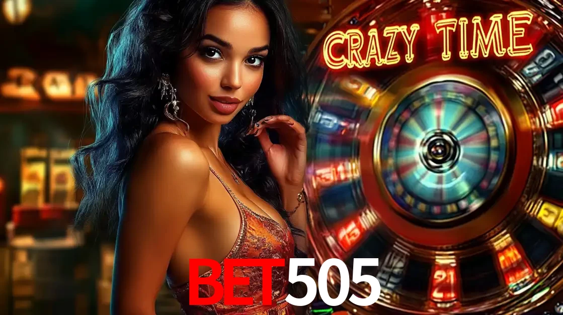 Mulher elegante ao lado da vibrante roda da fortuna do jogo de cassino ao vivo Crazy Time, um dos game shows mais populares e cheios de prêmios do BET505.